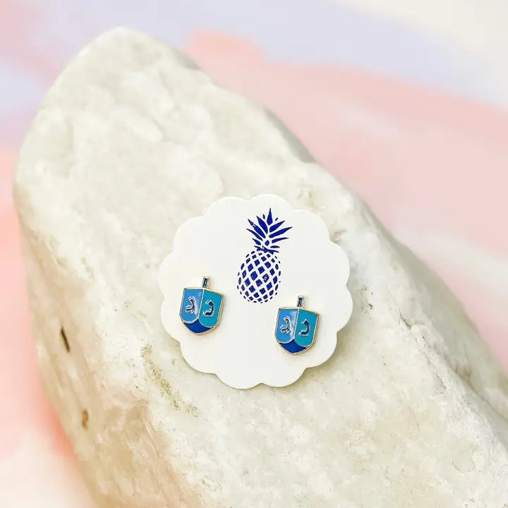 Hanukkah Themed Enamel Stud Earrings