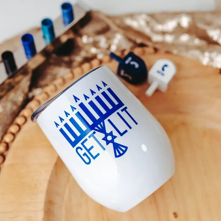 Fun Hanukkah Insulated Wine or Coffee Tumblers