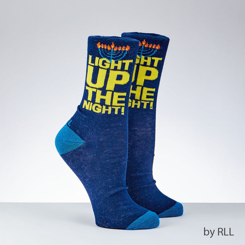 "Light Up the Night" Chanukah Adult Crew Socks
