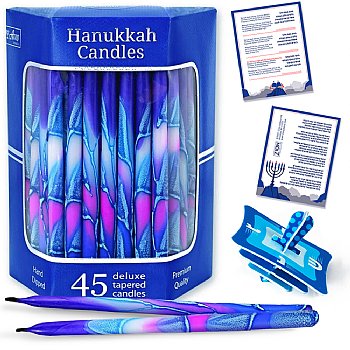 Deluxe Tapered Multi-Hued Frosted Hanukkah Candles