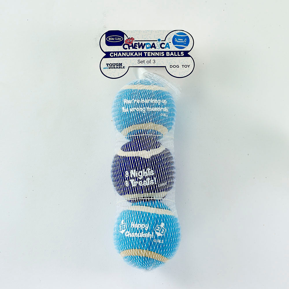 "Chewdaica"™ Set of 3 Chanukah Dog Tennis Balls