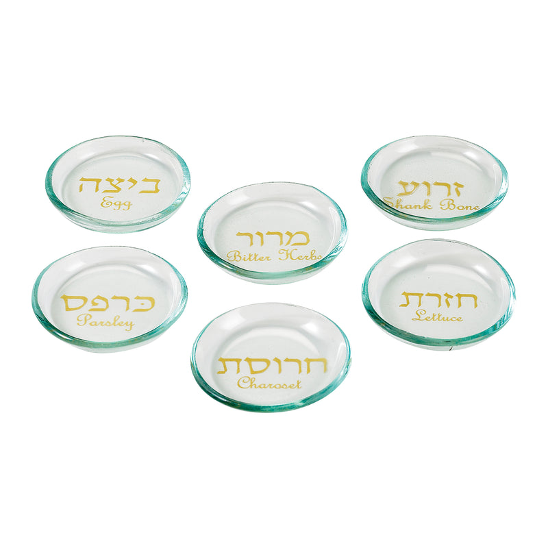 Set of 6 Round Glass Seder Plate Liners